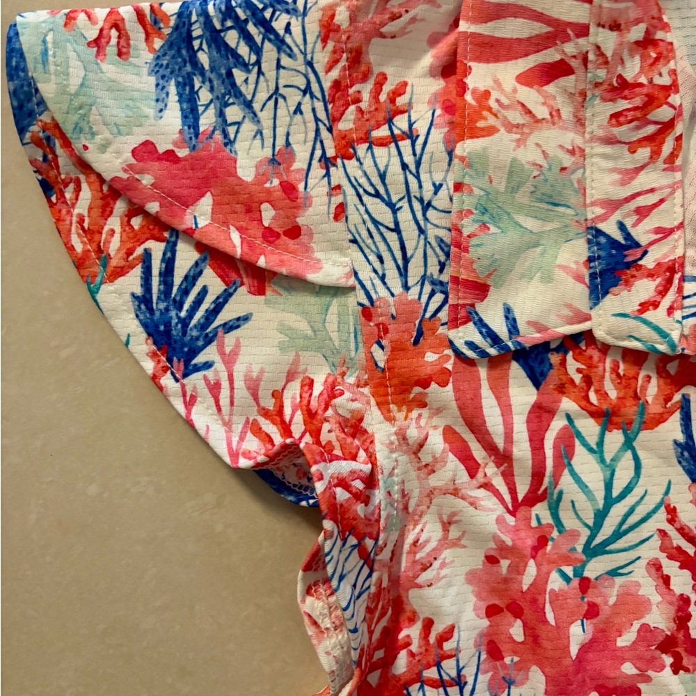 Gottex Coral Print Women's Top - Red, Blue, Green - Picture 3 of 3